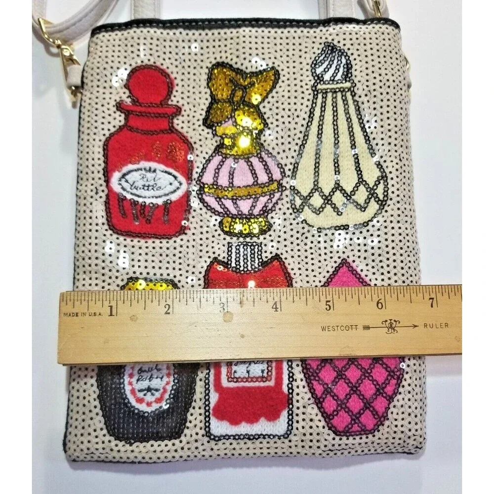 Women's Handbag Crossbody Sequin Embroidery Perfume Bottle Design Double Handle